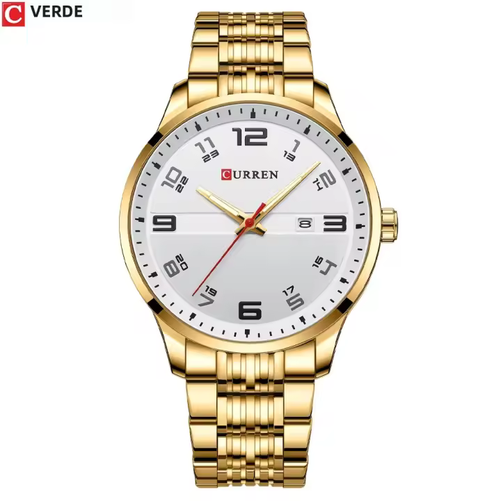 Reloj De Pulsera De Lujo Para Hombres CURREN De Acero Inoxidable Con Movimiento De Cuarzo Manos Luminosas Fecha Automática Estilo Casual - 1
