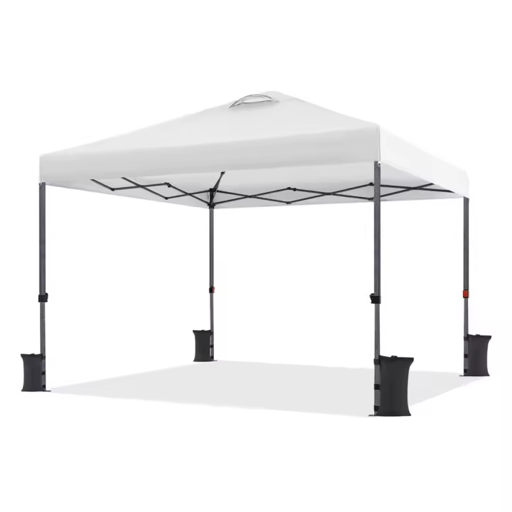 Carpa Plegable 3x3M Altura Ajustable 262-282cm Cenador para Jardin Gazebo de Patio para Camping Playa,con Bolsa de Transporte, Resistente al Viento Blanco - 1