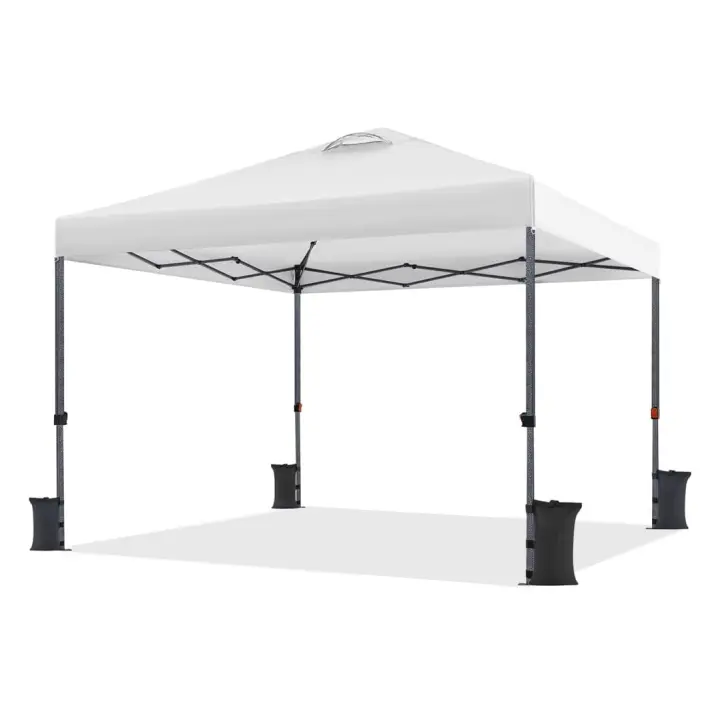 Carpa Plegable 3x3M Altura Ajustable 262-282cm Cenador para Jardin Gazebo de Patio para Camping Playa,con Bolsa de Transporte, Resistente al Viento Blanco - 1