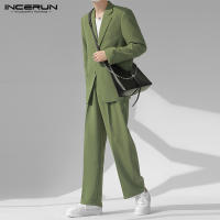 INCERUN Conjunto De Hombre 2024 Estilo Coreano Chaqueta Larga Y Pantalones Casual Streetwear Masculino Dos Piezas S-5XL Solido - details 6