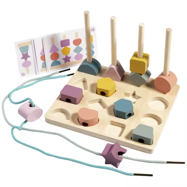 Juego De Rompecabezas Montessori Para Niños Juguetes De Madera Educativos De Colores Y Formas Juego De Adivinanzas Colorido Regalo Para Niños Edad 3-6 Años - 1