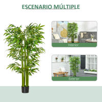 HOMCOM Árbol de Bambú Artificial 160 cm Planta Artificial con 975 Hojas y Maceta Planta Artificial Decorativa para Interior Hogar Salón Oficina Verde - details 3