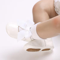 Zapatos De Princesa Para Bebé Niña En Lace Blanca Mocasines Con Lazo Y Borde Antideslizante De Goma Primera Calzado Para Caminar - details 140