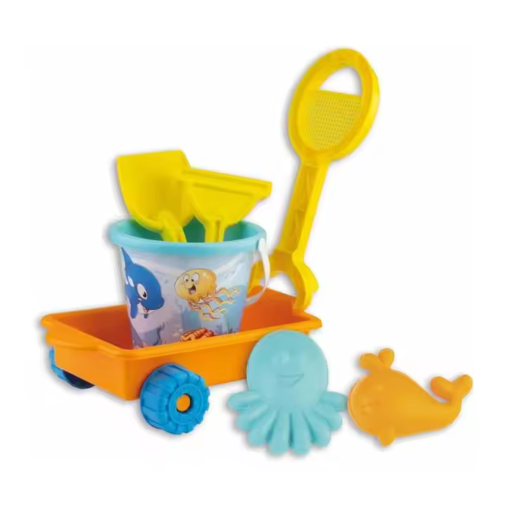Androni Giocattoli CARRETON HAPPY FISH CON CUBO PALA RASTRILLO Y 2 MOLDES DE Arena - 1