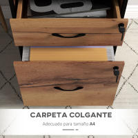 Vinsetto Cajonera de Oficina con Cerradura Armario Archivador Móvil con Ruedas 2 Cajones Barra Colgante para Tamaño Carta A4 y 2 Llaves 44x40x66,5 cm MarrónRústico - details 4