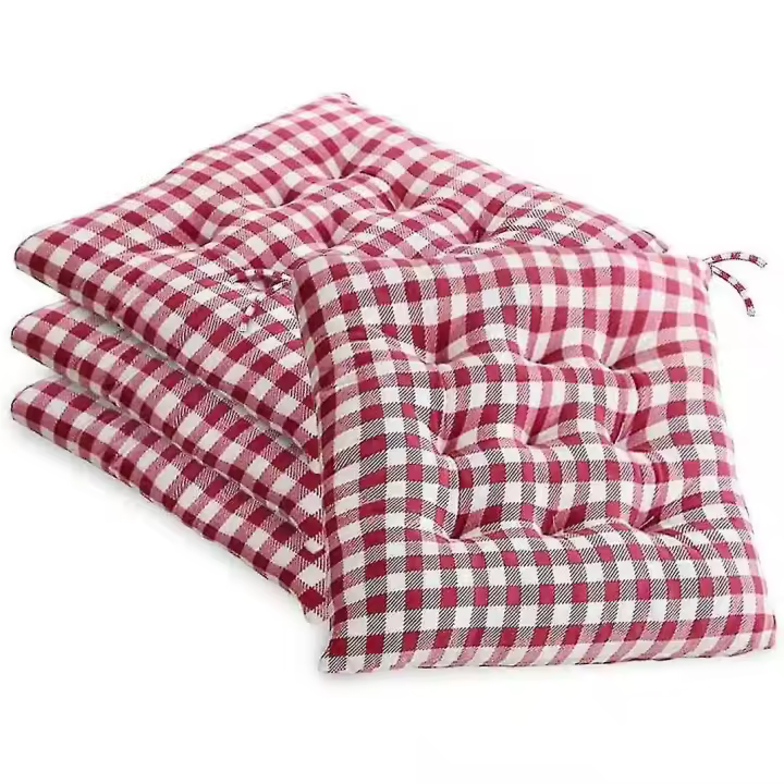 Aoopoo Set Of 4 Chair Cushion Pads Square Plaid Chairs Seat Pad For Kitchendininggarden Seat Cushions With Ties 16 X 16 Thick Soft Comfy Seating For I - 1