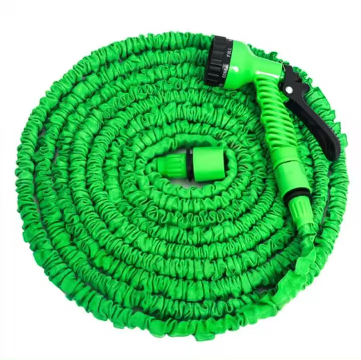 Mangueras de riego extensibles retráctiles de 15 m con pistola de 7 funciones Verde - 1