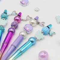 Set De 9 Piezas De Lápices De Punto De Bola DIY Con Tema De Sirena Submarina Azul Y Morado Gradient Akbar Cuentas Colgante Cola De Pez Para Oficina Y Estudio - details 5