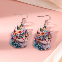 Pendientes Colgantes De Acrílico Para Mujer Con Diseño De Zorro Arcoíris Flor Y Pájaros Moda Joyería Larga Para Niñas Y Adolescentes - details 7