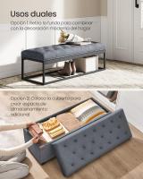 Banco de Pie de Cama, Banco Almacenaje, Soporta hasta 300 kg, para Sala de Estar, Dormitorio, Entrada, Gris y Rosa, 40 x 110 x 40 cm - details 2
