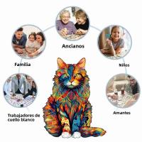 Rompecabezas De Madera De Gato Cambio De Color Juego De Puzzle Irregular De Animal Dificultad Alta Juguete De Cumpleaños Y Navidad - details 8