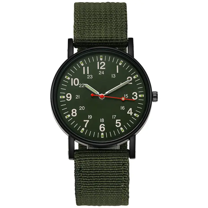 Reloj Militar Para Hombre YIKAZE Con Correa De Lona Resistente Al Choque Y Luz Reloj Deportivo De Cuarzo Para Exteriores Con Marcas Numéricas Arábigas - 1