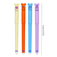 12Pcs Rotuladores De Gel 0.5mm Creativos Borrables De Color Azul/ Negro Con Animales De Elefante Oso Gato Suministros De Escritura Recargables Lavables - details 4