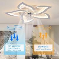 Ventilador de techo Silencioso LED con iluminación, Luz de Techo de dormitorio de 50 W, con mando a distancia y aplicación Lámpara regulable con ventilador 5 Luces Forma de Flor Pantalla acrílica Sala [Clase de eficiencia energética F] - details 4