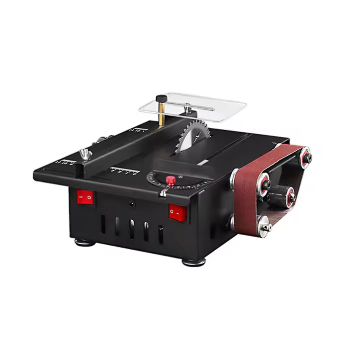 150W Mini Bench Saw and Belt Sander with Extension Rod, Collet, Grinding Carving Drilling Kit, Varia - 1