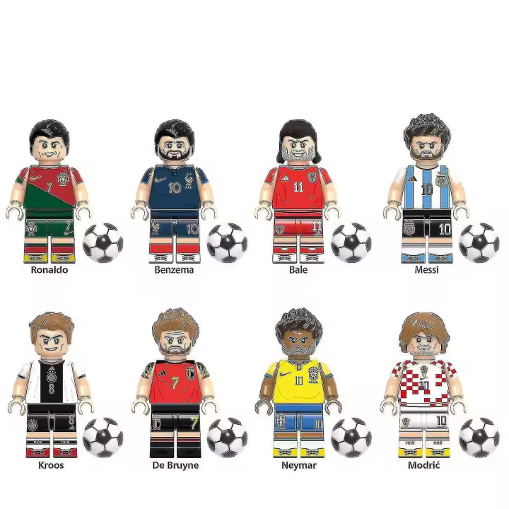Copa del Mundo Fútbol estrellas figuras construcción Blocs niños Juguetes 4,5 cm conjunto de 8 regalos - 1