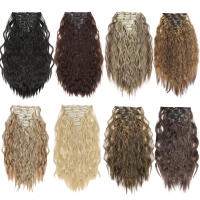 Extensiones De Cabello Sintético Rizado Ondulado 7 Piezas Clip in Para Mujer Cabello Postizo Resistente Al Calor Negro Marrón Suave Pieza De 10 Pulgadas Con 5 Clips - details 2