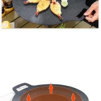 Sartén De Asado Redonda Aluminio No Adherente Para Barbacoa Y Frying Pánuelo De Sartén Para Grill Top Griddle Pan BBQ Al Aire Libre Placa De Barbacoa De Hierro Fundido - details 11