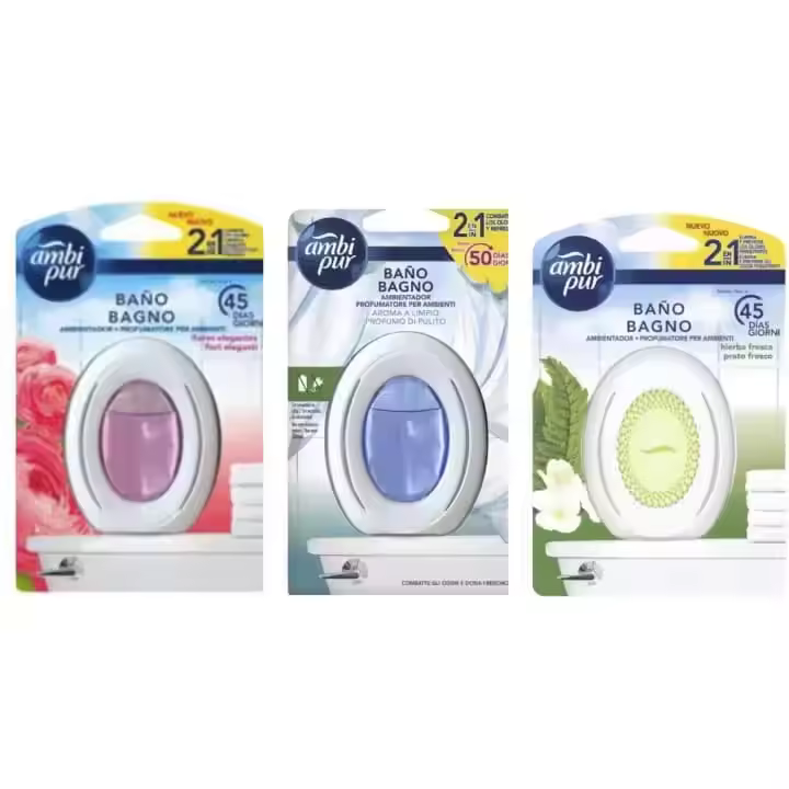 Ambi Pur Baño Recambios: Pack Ahorro 3  | 6 | 12 Unidades,   3 Aromas Diferentes - 1