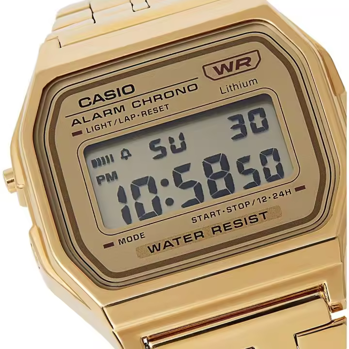 Reloj Casio A158WETG-9A retro colection correa de acero luz led alarma - 1