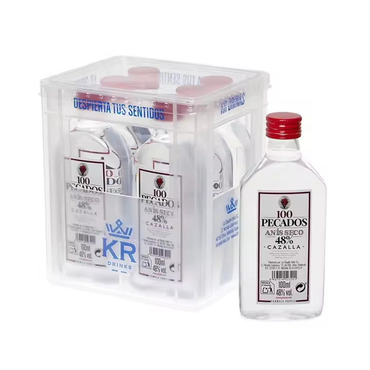 Mini cajón Anís seco Cazalla 100 pecados 8 botellas de 50ml KRDrinks 8437014523317 - 1