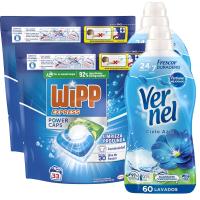 Pack De Wipp Express Power Caps  66 uds + Vernel Cielo Azul 120 lavados  – Limpieza y Frescura Imbatibles, Incluso en Agua Fría - details 0