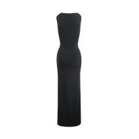 Vestido Largo Elegante Para Mujer Otoño 2025 Sin Mangas Cuello Redondo Color Sólido Ajustado Estilo Banquete Moda Nueva - details 17