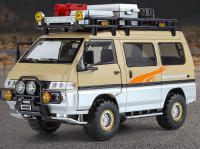 Modelo De Coche Mitsubishi Delica 1:24 RV De Camping Con Luz Y Música Vehículo Off-Road a Escala Puertas Abiertas Regalo De Navidad Para Niños Mayores De 14 Años Metal - details 0