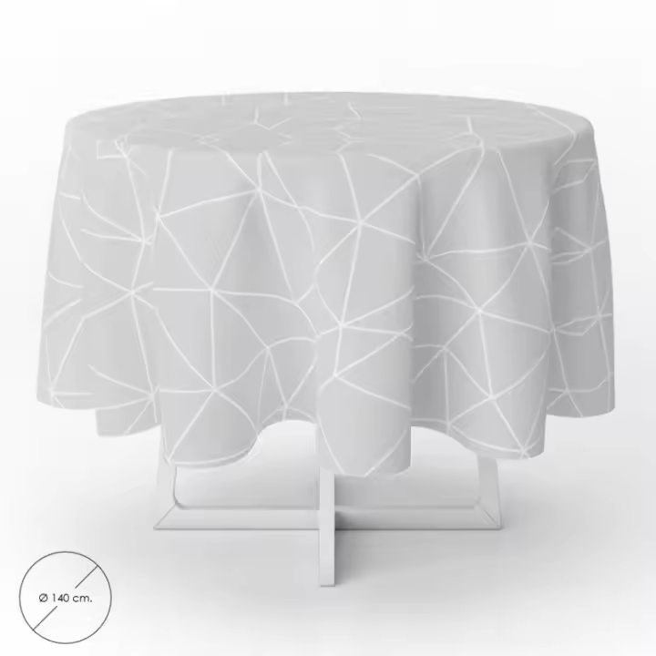 Oryx Mantel Antimanchas Hule Redondo Ø 140 Cm. Geométrico Gris - Uso Interior y Exterior - 1
