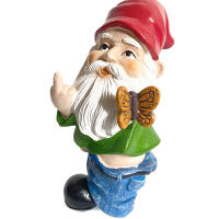Estatua De Gnome Con Dedo Medio Micro Landscape Decoración De Jardín Resina Figura De Jardín Provocativa Para Paisaje Exterior - details 2