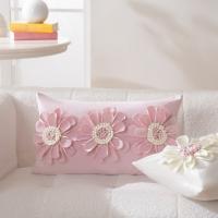 Funda de almohada de sofá con flores tridimensionales, funda de almohada de lujo suave y ligera para dormitorio, cojín de cintura para balcón - details 5