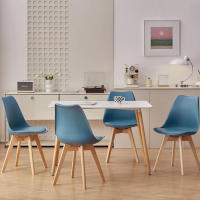 ORION91 Silla SIRIO Color Azul Petróleo Asiento Acolchado Piel Sintética y Patas Haya 54x81x48cm Comedor Oficina Salón Teletrabajo Cocina - SpazioLuzio - details 2