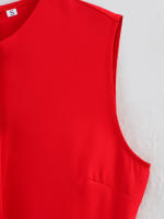 Vestido Midi Elegante Para Mujer TRAFZA Casual Solado Sin Mangas Cuello Redondo Cinturón Frontal Abierta Slim Lady Vestido De Noche - details 5