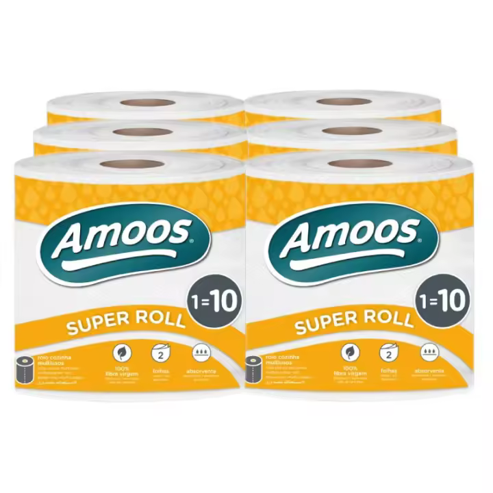 Papel Multiusos Cocina Super Roll Amoos 70m 2-capas PACK 6 - 1