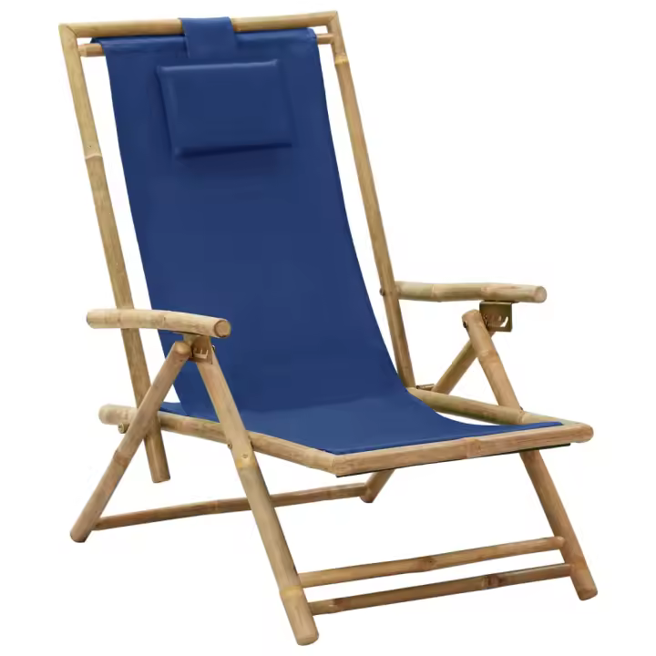 vidaXL Silla de relax reclinable de bambú y tela - 1