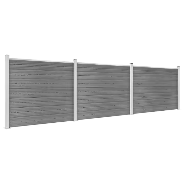 vidaXL Set de panel de valla WPC gris 526x146 cm - 1