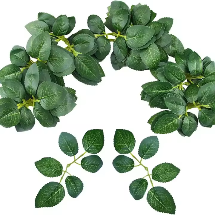 100pcs Hojas De Rosa Artificiales Para Navidad Decoración De Hogar Exteriores Protección UV Jardín Muralla Boda Bouquet DIY Regalo Decorativo - 1
