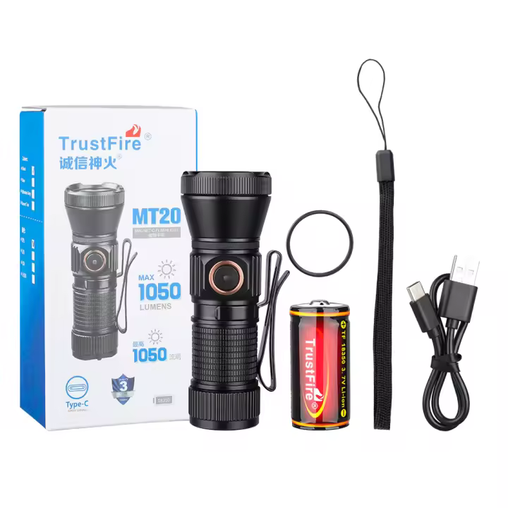 Linterna LED Recargable Trustfire MT20 1050 Lumens USB C Mini Con Luz MVB Optic Y Cabeza De Acero Magnética Impermeable Para Defensa Personal - 1
