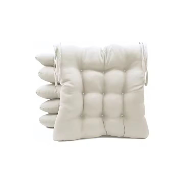 Pack 6 Cojines para Sillas de Terraza Funda 100% Loneta Lavable y Relleno de Fibra Hueca Siliconada Acolchada 40x40x5cm - 1