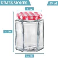 MundoTarros - Tarros de Cristal Hexagonales con Tapa Herméticos de 95ml - Incluye Etiquetas - Aptos para Lavavajillas - Tarritos resistentes Ideales para Mermeladas, Miel, Especias, Cremas... - details 0