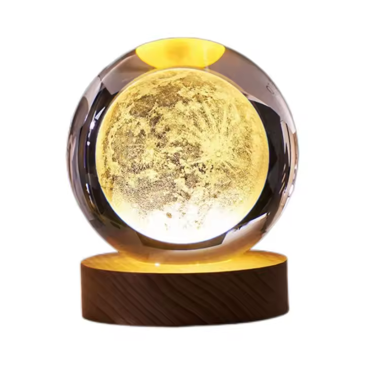 Lámpara De Noche LED En Forma De Galaxia Cristal Bola 3D Luces De La Luna Y Planetas Para Decoración De Habitación Regalo De Navidad - 1