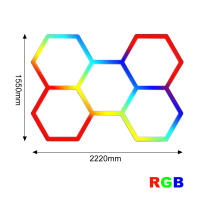 Lalumia LED Lámpara Hexagonal RGB 80W – 5 Rejillas, 2220x1550mm, Iluminación Decorativa Moderna, 24V CC, Marco Blanco - details 0