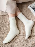 5 Pares De Calcetines De Terry Gruesa Para Mujer Color Rosa Calor Invierno Primavera Otoño Medio Algodón Con Spandex - details 3