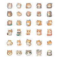 30pcs Pegatinas De Gato Naranja Grande Y Energetico Kawaii Para Decoración De Diarios Tazas Portátiles Y Scrapbooks Estilo Collage - details 8