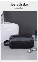 Bolsa De Viaje Para Hombres En Cuero Grande Con Múltiples Bolsillos Y Diseño Portátil Bolsa De Cosméticos De Negocios Con Cierre De Cremallera - details 9