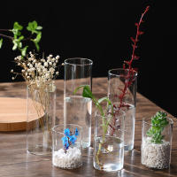 Vaso De Flor De Vidrio Transparente Pequeño Moderno Para Centro De Mesa Bodas Oficinas Y Hogar Vaso Cilíndrico Para Flores - details 0
