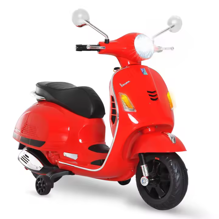 HOMCOM Moto Eléctrica Infantil Coche Triciclo Vespa Scooter Eléctrico a Batería con Luz MP3 USB Bocina para Niños Más de 3 Años Carga 30kg - 1