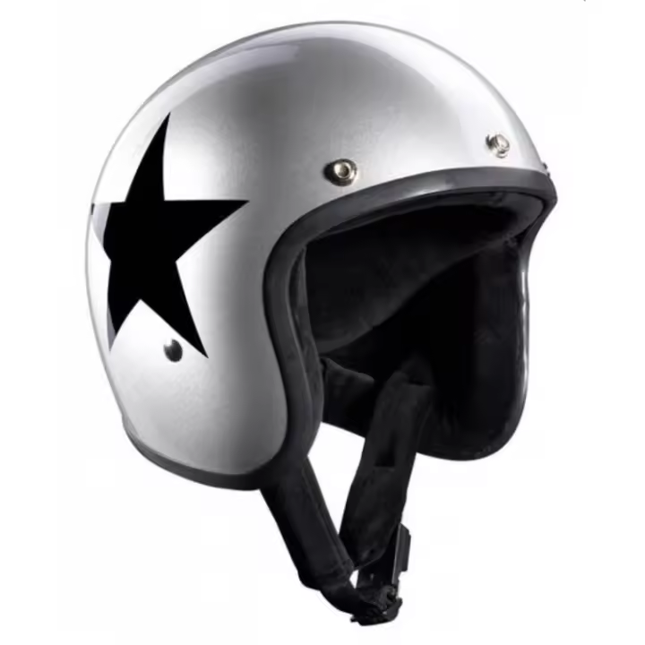 Casco MOTO Jet STAR PLATEADO BANDIT Silver Open face Helmet NO HOMOLOGADO STARS - 1