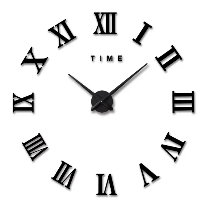 Reloj Pared DIY Horas 3D Grande Hasta 130 Cm. Diámetro Negro Moderno Adhesivo Espejo Acrílico Gigante Enorme Decorativo Silencioso Digital Hogar Salón Cocina Dormitorio Peluquería Restaurante Bar Hotel Hostal Comercio Oficina Negocio - 1