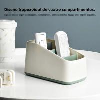 Caja De Almacenamiento Para Control Remoto Y Teléfono 4 Slots Organizador De Escritorio Ecológico De Plástico Para Hogar Y Hotel - details 1